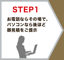 STEP1 お電話ならその場で、パソコンなら後ほど御見積をご提示